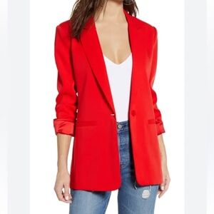 [S]Kenneth Cole Select Women's Red Blazer One Button Lined Career Preppy NWOT